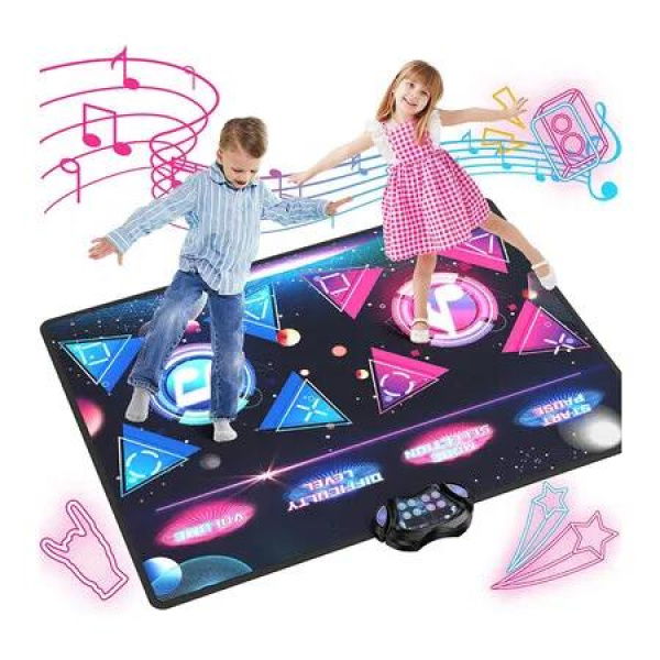 Dance Mat for Kids, 2 Player Light Up Dance Pad for Girls Boys, Large Electronic Dancing Music Games Toys, Christmas Birthday Gift