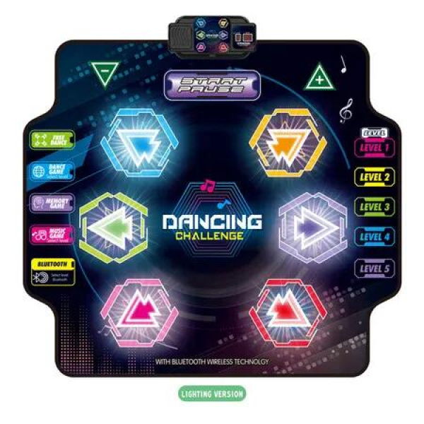 Dance Mat for Kids 5 Levels of Game Integrated Music and Bluetooth Musical Mat with Illuminated Screen, Toy Gift for Boys and Girls Ages 3-12 Years