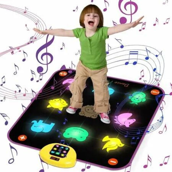 Dance Mat for Kids 8-Button Light Up Dance Floor Mat 5 Game Modes Musical Mat with Adjustable Volume,Birthday Present Toys for 3+ Year Old