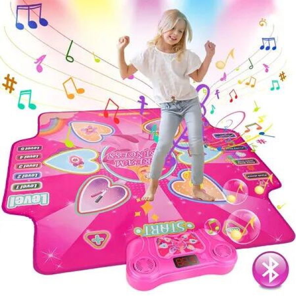 Dance Mat Toys for Girls, Dance Mixer Rhythm Step Play Mat, Dance Pad with LED Lights, Built-in Music, Dance Game Toy Gifts