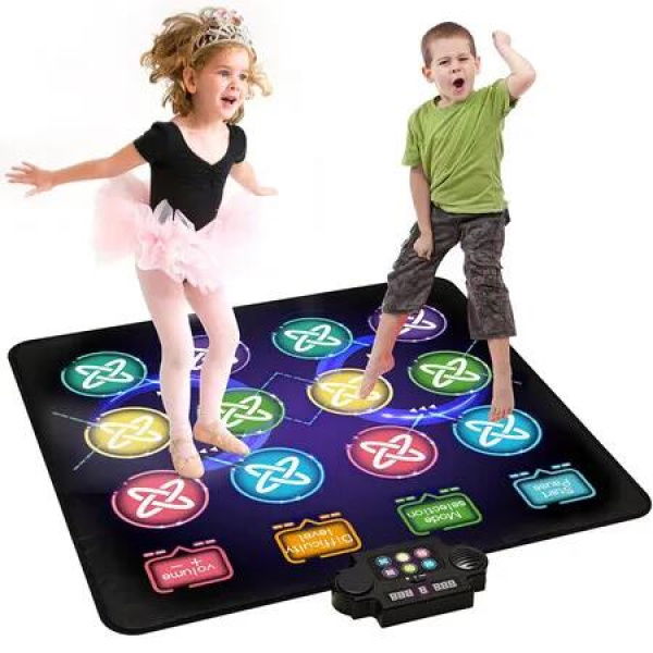 Dance Mat Toys for Kids, LED Light Up 12 Button Dance Pad with Adjustable Volume, Built in Music, Xmas Gifts for Kids Age 3 to 12