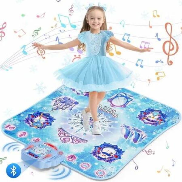 Dance Mat Toys Girl Gift, 8 Button Frozen Dance Pad Wireless Bluetooth Electronic Dance Game for Kids Age 3 and Up