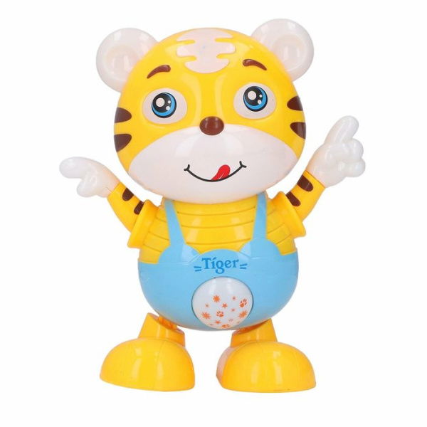 Dancing Robot Toy Cute Cartoon Tiger Electric Light Music Safe Durable For Kids