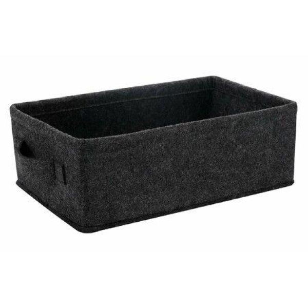 Dark Gray Medium Storage Basket Shelf Low Storage Bin Rectangle Felt Fabric Baskets Storage Bins Organizer Storage Basket