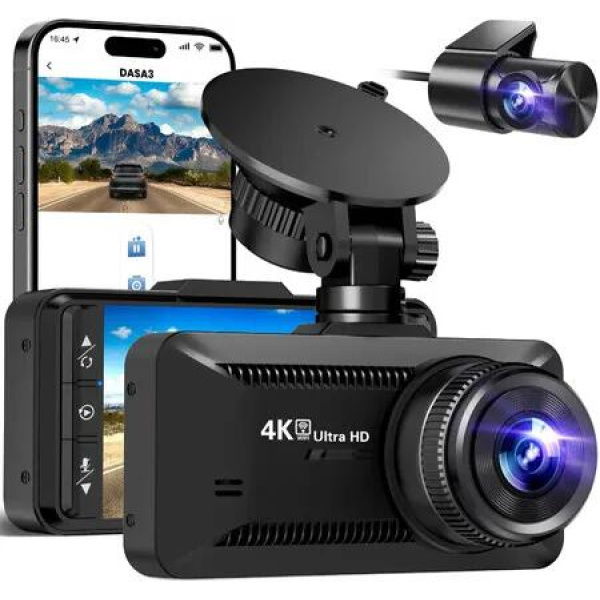 Dash Cam Front Rear 4K 1080P for Cars Built in WiFi Full HD Dash Cam with APP Control 3.94 Inch IPS Screen,G-Sensor WDR 24Hr Parking Mote