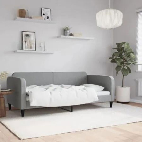 Day Bed Light Grey 92x187 cm Single Size Fabric