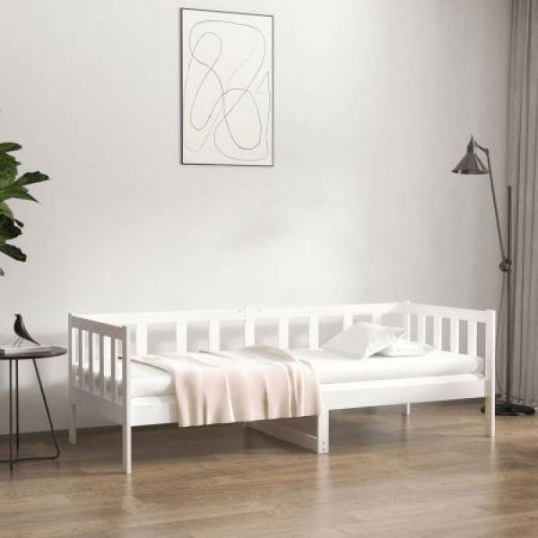 Day Bed White 92x187 Cm Single Bed Size Solid Wood Pine