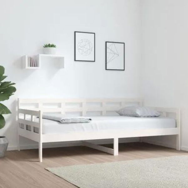 Day Bed without Mattress White Solid Wood Pine 90x190 cm