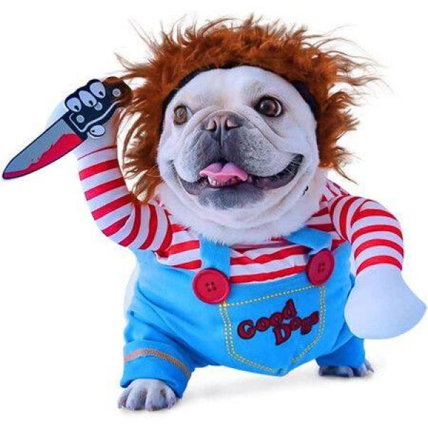 Deadly Doll Dog Costumes Cute Pet Cosplay Funny Costume Clothes For Puppy Medium-Large Dogs Halloween Dress-up Party (Size L)