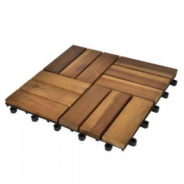 Decking Tiles 30 X 30 Cm Acacia Set Of 20