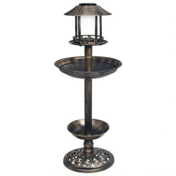 Decorative Birdbath With Solar Powered LED Lights Plastic