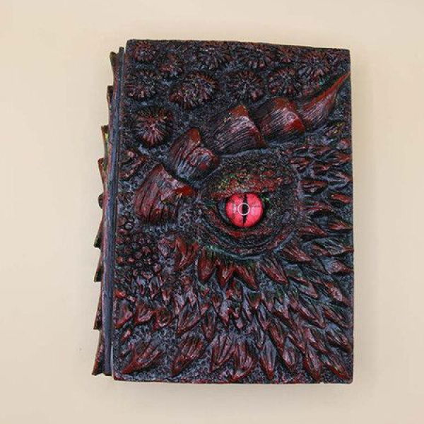 Deluxe Animated Dragon Book Dragon Book Resin Craft 224-Page Travel Notepad (Red).