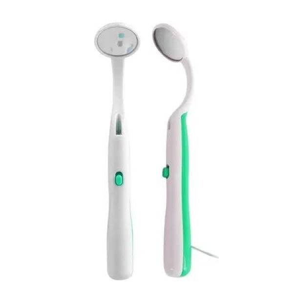 Dental Mirror LED Lighted 2 Pcs Teeth Check Inspection Anti Fog Tool Oral Care Hygiene Professional Easy Use Green