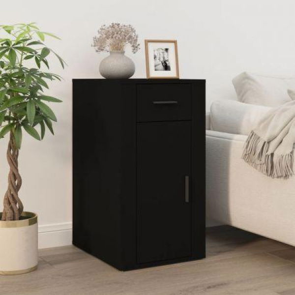 Desk Cabinet Black 40x49x75 Cm Engineered Wood