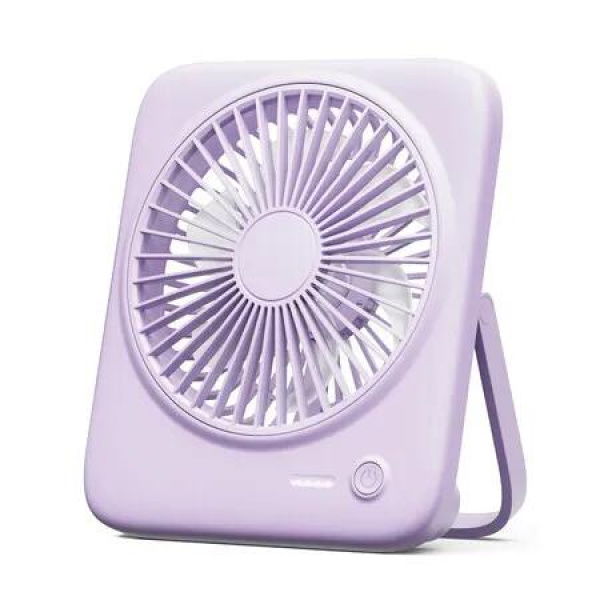 Desk Fan Portable Fan Rechargeable,4000mAh Battery Operated Personal Fan,Small Silent Table Fan Travel Fan with Power Bank,4 Speeds Desktop Fan (Purple)