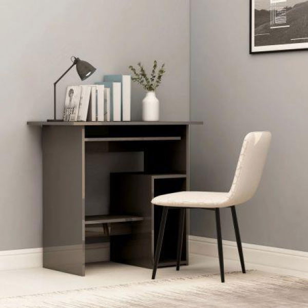 Desk High Gloss Grey 80x45x74 Cm Chipboard