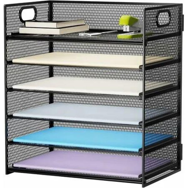 Desk Organizer File Holder 6-Tier File Organiser Paper Sorter Organizer for Letter A4 Office File