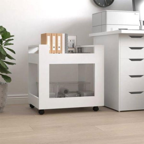 Desk Trolley White 60x45x60 Cm Engineered Wood