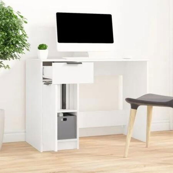 Desk White 100x50x75 cm Engineered Wood