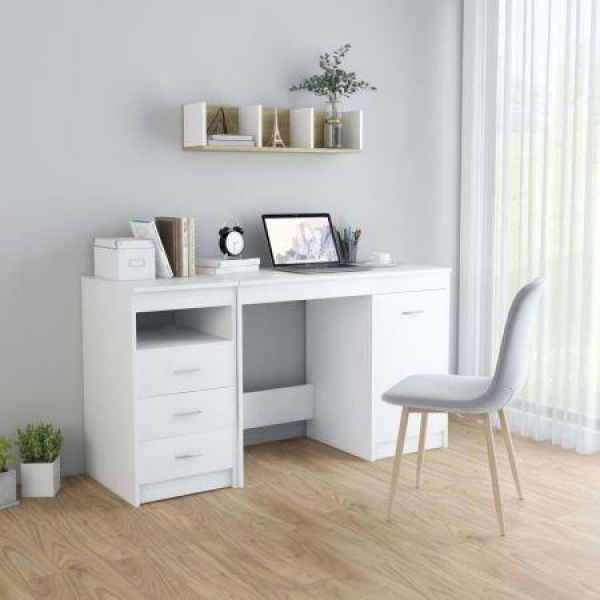 Desk White 140x50x76 Cm Chipboard