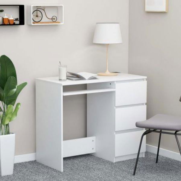 Desk White 90x45x76 Cm Chipboard