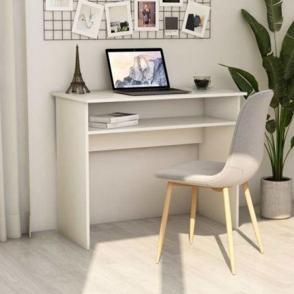 Desk White 90x50x74 Cm Chipboard