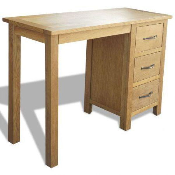 Desk With 3 Drawers 106x40x75 Cm Solid Oak Wood