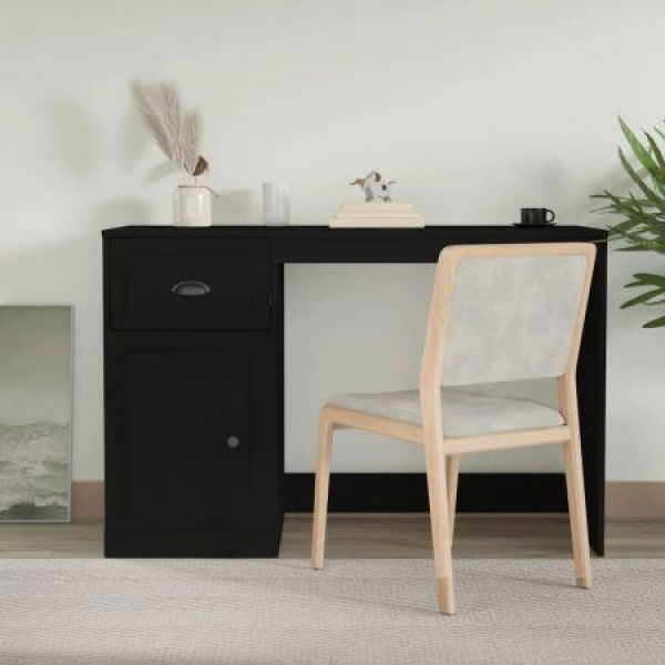 Desk With Drawer Black 115x50x75 Cm Engineered Wood