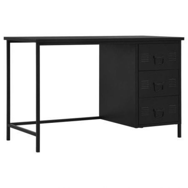 Desk With Drawers Industrial Black 120x55x75 Cm Steel