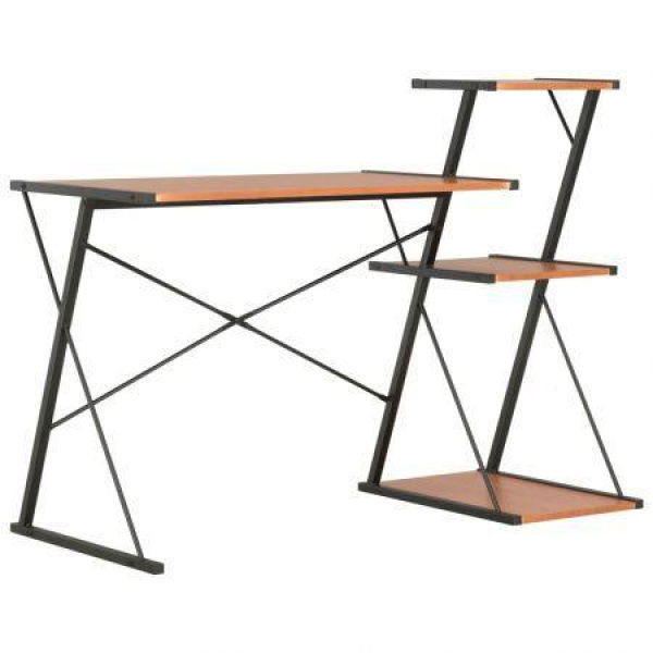 Desk With Shelf Black And Brown 116x50x93 Cm