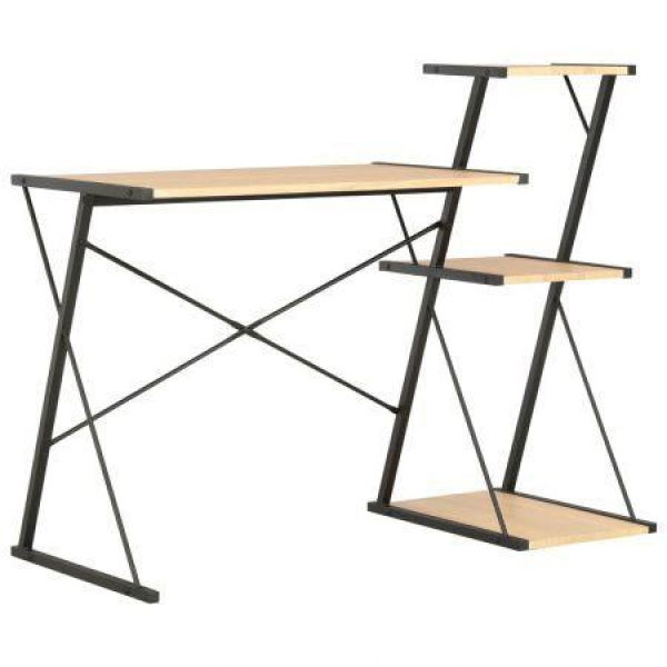 Desk With Shelf Black And Oak 116x50x93 Cm