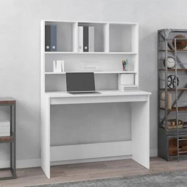 Desk with Shelves White 102x45x148 cm Engineered Wood