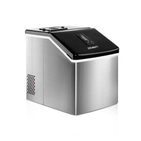 DEVANTI 3.2L Portable Ice Cube Maker Cold Commercial Machine Stainless Steel.