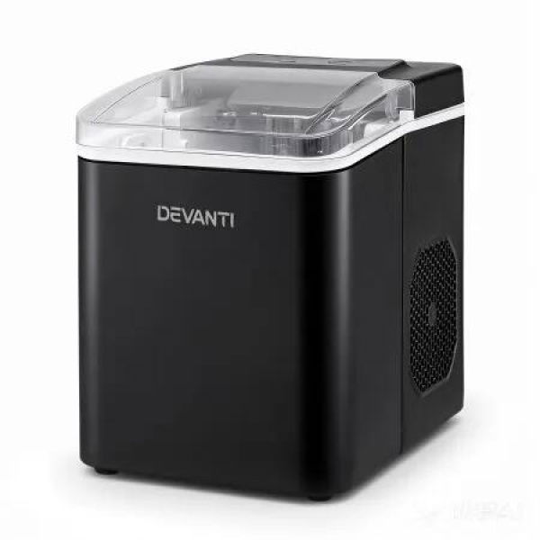 Devanti Ice Maker Machine Portable 12kg Countertop w/Self Cleaning 1.2L Black