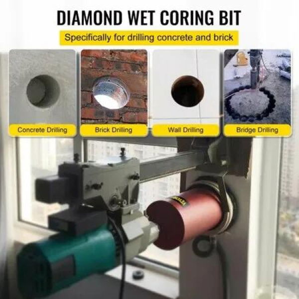 Diamond Core Drill, 6'/152mm Diameter Core Drill Bit, 14'/355mm Concrete Core Drill Bit, 5/8'-11 Thread Core Bit, Dry/Wet Drill Core Bits w/a Blade, Diamond Wet Coring Bit for Concrete Brick