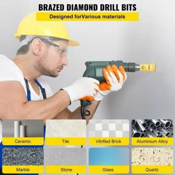 Diamond Drill Bits 4PCS Diamond Hole Saw 25/35/50/68mm Tile Hole Saw Kit Vacuum Brazed Diamond Drill Bit 0.59in/15mm Segment Tile Hole Saw w Storage Case for Tile Ceramic Porcelain Marble Stone