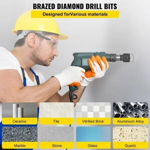 Diamond Drill Bits 6PCS Diamond Hole Saw 20/35/38/40/50/68mm Tile Hole Saw Kit Vacuum Brazed Diamond Drill Bit 0.59in/15mm Segment Tile Hole Saw w Storage Case for Tile Ceramic Porcelain Marble