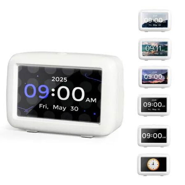 Digital Alarm Clock, Adjustable Brightness, USB Charging Port, Bedside and Desk Clock for Living Room Office Decor