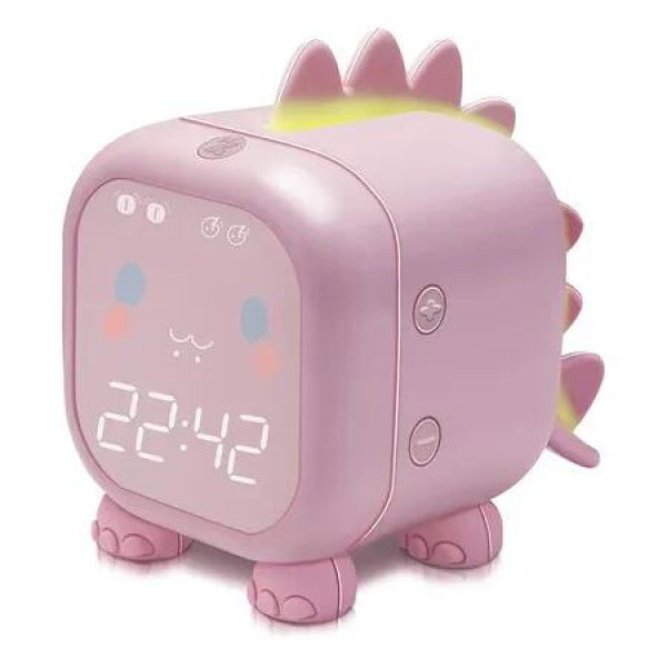 Digital Alarm Clock for Kids Bedroom, Cute Bedside Clock, Wake Up Light and Night Light with USB for Boys Girls Birthday Gifts (Pink)