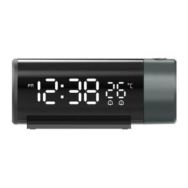 Digital Alarm Clock, USB Power Projection Alarm Clock with Time and Temperature Display Digital Clock Projection on Ceiling, 5.9 x 2.36in, Black