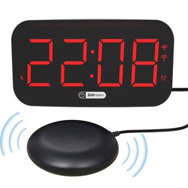 Digital Alarm Clock With Bed Shaker For Bedrooms Loud Digital Clock With Modern Curved Design