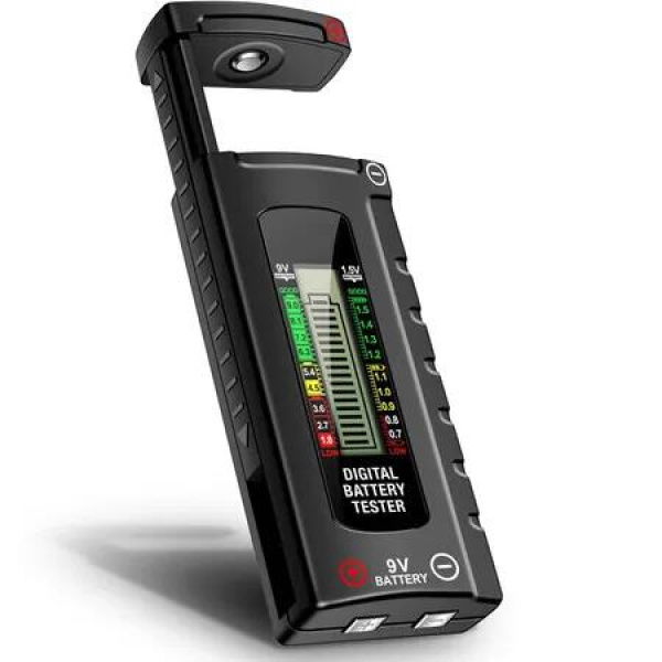Digital Battery Tester Easy Read LCD Display No Battery Required Universal Household Battery Checker for Size AA AAA C D 9V 1.5 Cell