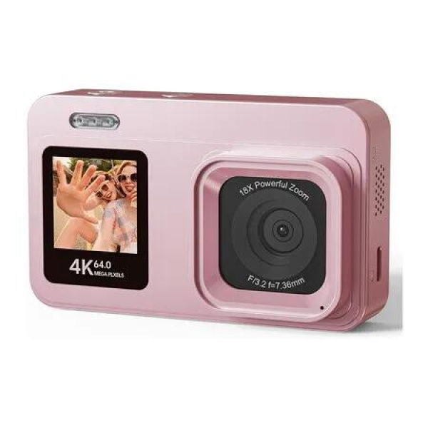 Digital Camera, 4K 64MP Selfie Cameras for Photography Autofocus, 2.8 Inch Screen Compact Camera for Teens with 32GB Card (Pink)