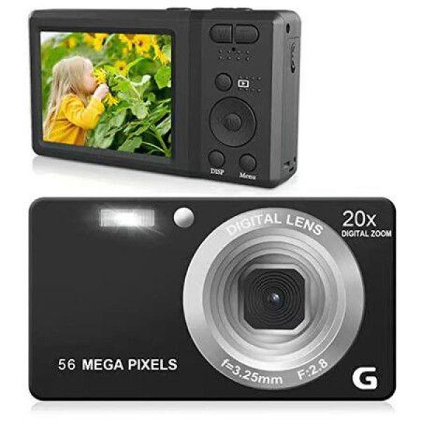 Digital Camera ,4K Video 56 Megapixel Auto Focus Webcam Function I Output Pixel 16x Zoom Hand Shake Compensation Lightweight and Easy to Carry 3-inch IPS Large Screen(Black)