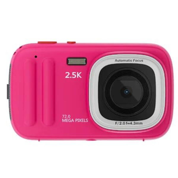 Digital Camera 72MP 2.5K Compact Point and Shoot Camera,16X Zoom Auto Focus,Vintage Camera with 32GB Card,Ideal Retro Camera Gift,Rose Red