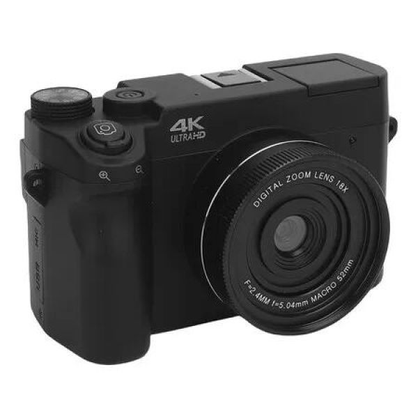 Digital Camera, 75MP UHD Camera, 4K Video Recording, 18X Digital Zoom, Instant WiFi Transfer, Continuous Filming, Timed Photo, Black
