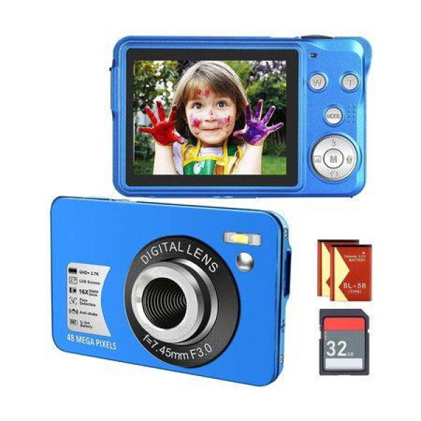 Digital Camera, Kids Camera with 32 GB SD Card for Teens Boys and Girls (Black)