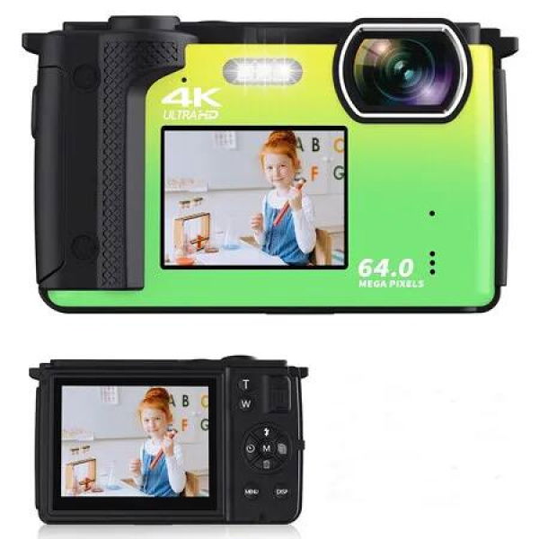 Digital Camera with WiFi 4K 64MP Compact Dual Screen Camera 2.8 inch Ultra HD Screen YouTube Video Recording Camera 16x Digital Zoom (Multicolour)