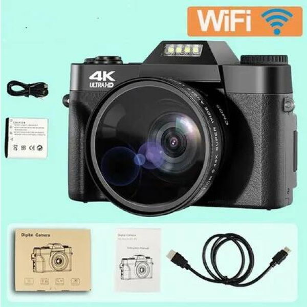 Digital Cameras Photography 4K 48MP 16X Zoom Vlogging Camera with WiFi and Wide Angle, Autofocus,Anti-Shake,3 LCD HD Screen