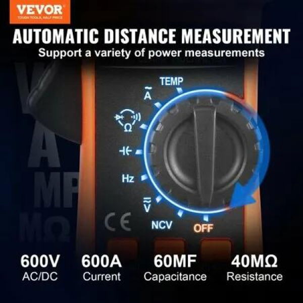 Digital Clamp Meter T-RMS 4000 Counts 600A Clamp Multimeter Tester Measures Current Voltage Resistance Diodes Continuity Data Retention with NCV